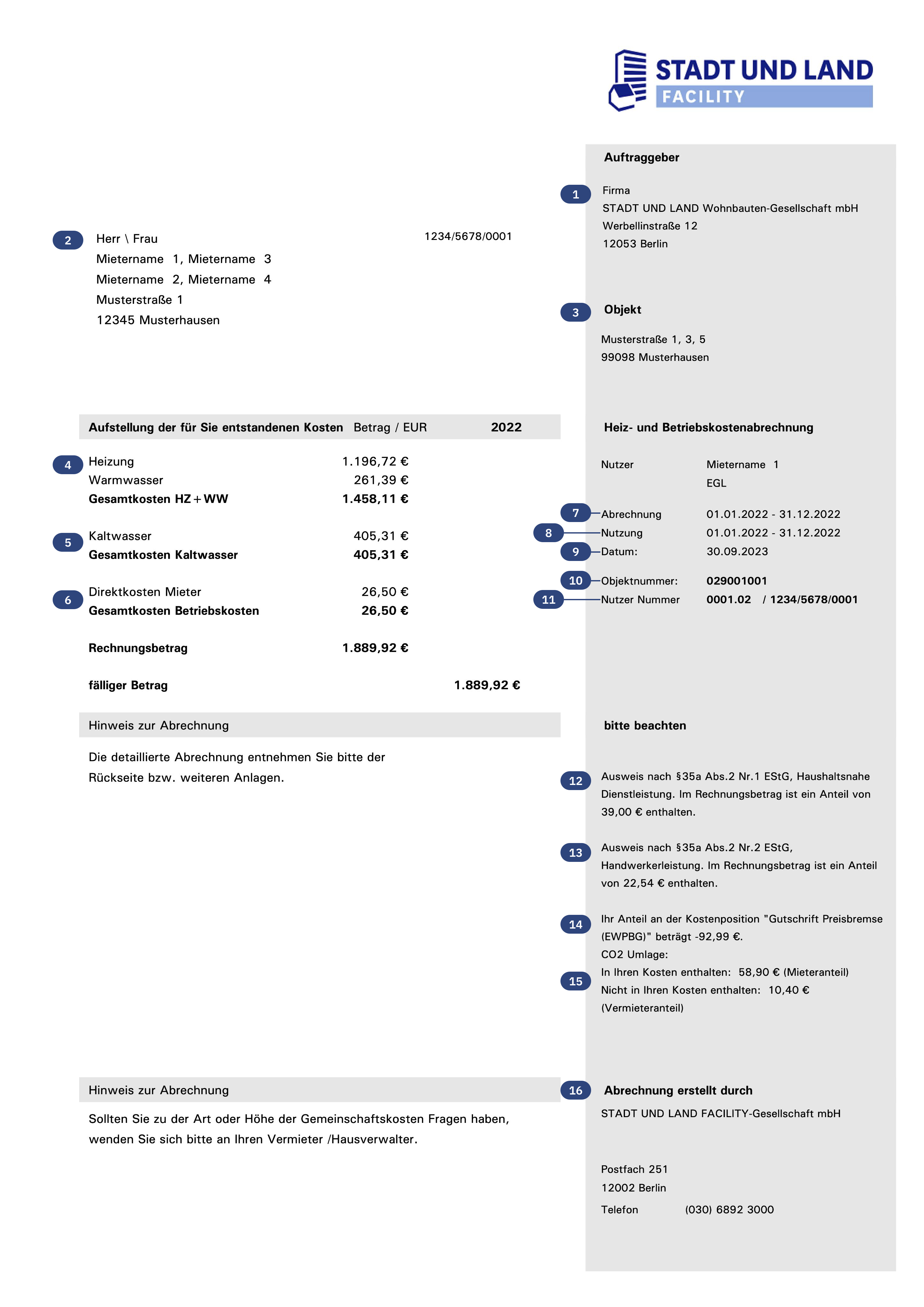 Musterabrechnung - Startseite (1)