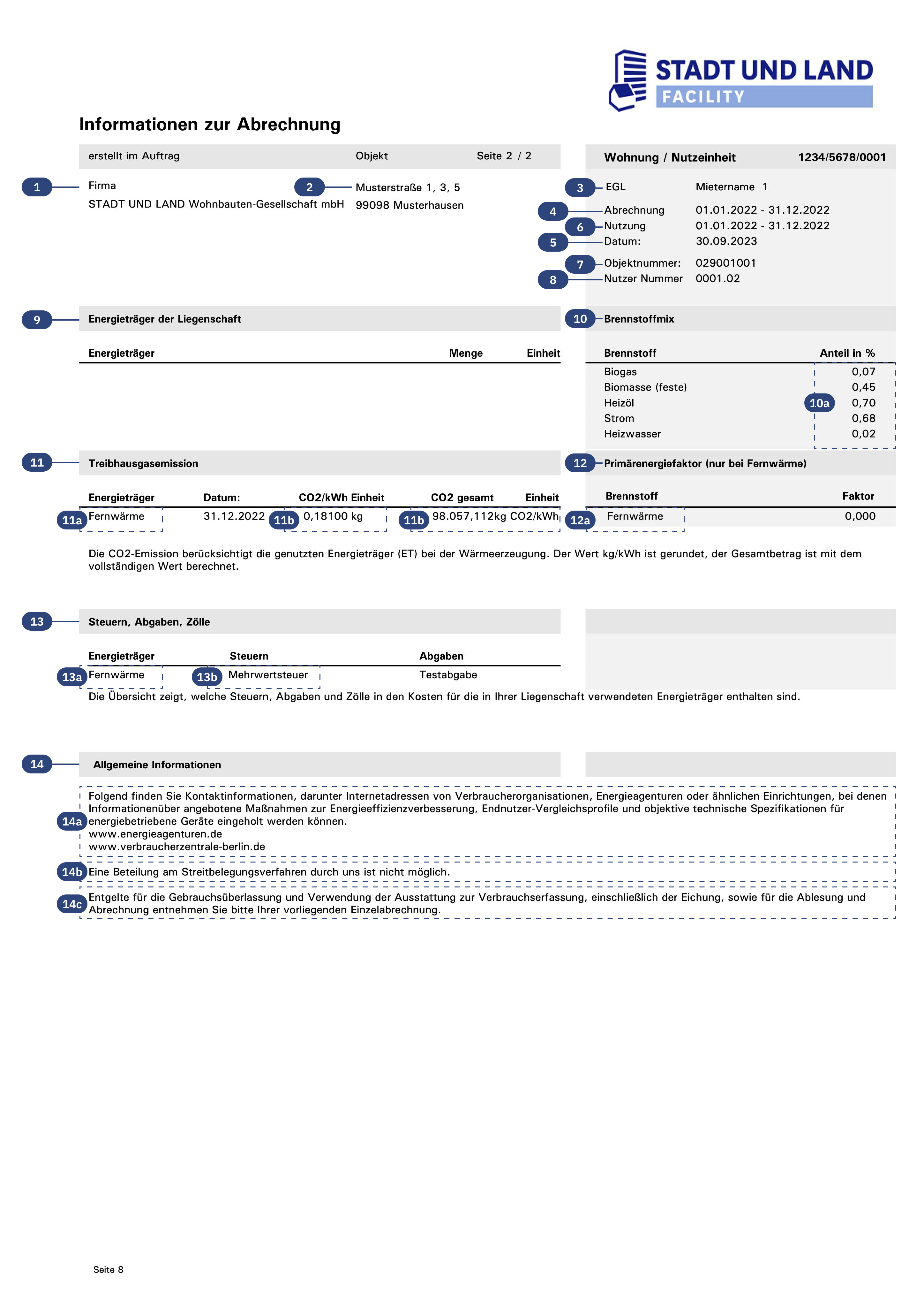 Musterabrechnung - Informationen zur Abrechnung (8)